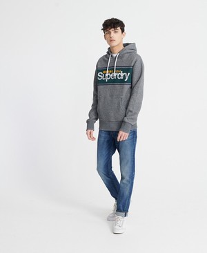 Superdry Core Logo Stripe Férfi Kapucnis Pulóver Szürke | ZIJNY9385